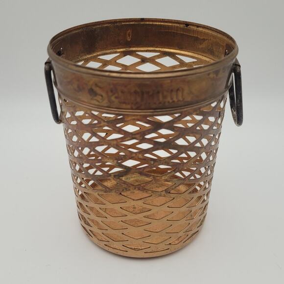 Vintage Seagram's Basket Swizzle Stick Holder Brass with Handles Scoville USA - Picture 1 of 10